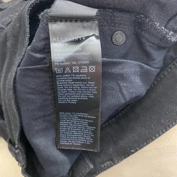 ALLSAINTS Zoe Cropped Bootcut Jeans in Black Size US 25 - Picture 11 of 11